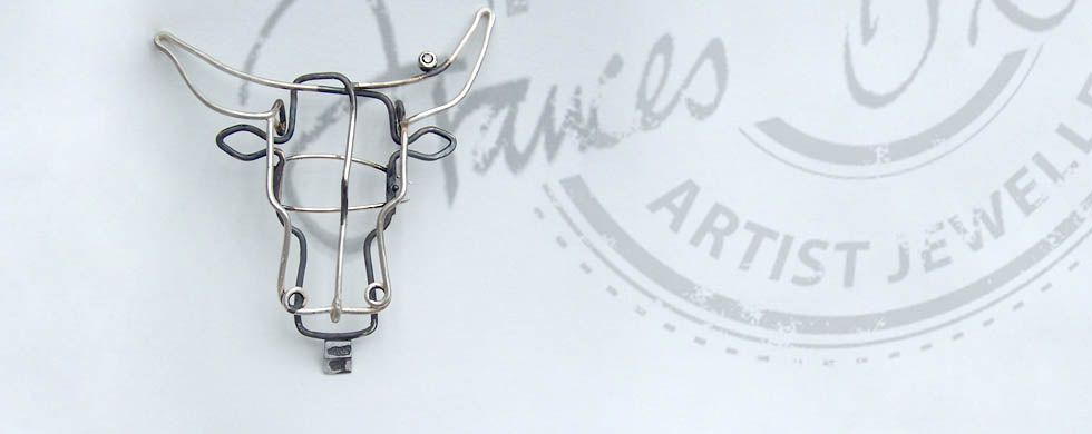 Pin - silver with diamond Nguni cow series. Inspired by 'The Abundant Herds'.