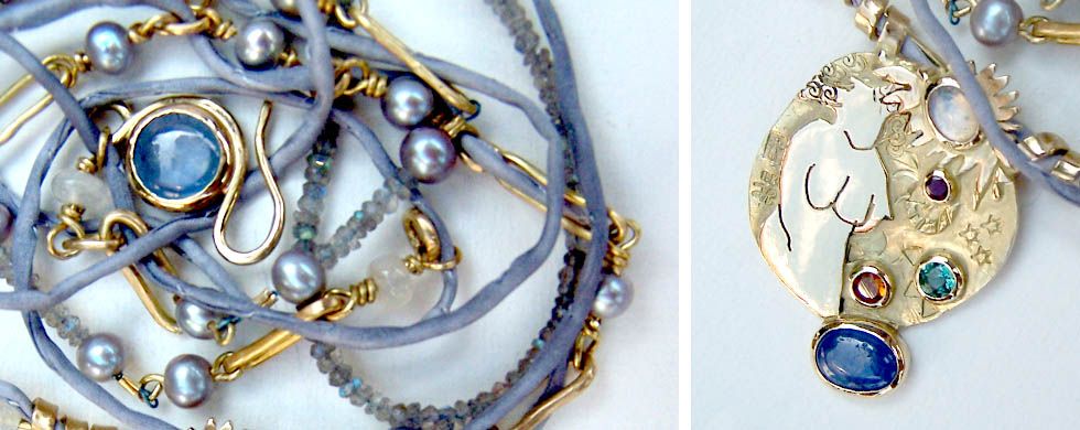 Commission for client - 'Terra Madre'. Gold, precious stones, beads and silk. Commission for client - 'Terra Madre'. Gold, precious stones, beads and silk.